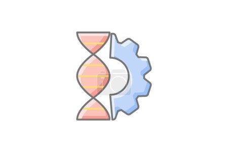 Illustration for Genetic Engineering Innovation awesome lineal color icon, color outline icon, vector, pixel perfect icon - Royalty Free Image
