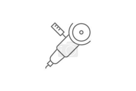 Illustration for Disc Sander Tool grey thin line icon, 1px stroke icon, outline icon, vector, pixel perfect icon - Royalty Free Image