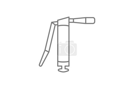 Grease Gun Equipment graue dünne Linie Symbol, 1px Schlagsymbol, Umrisssymbol, Vektor, Pixel perfektes Symbol