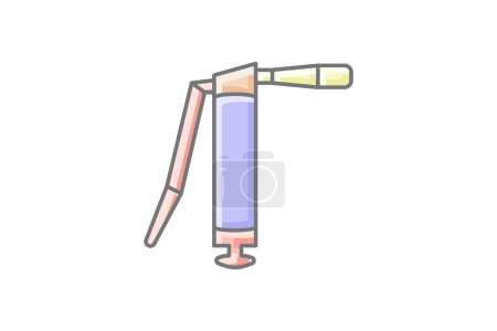 Grease Gun Equipment awesome lineal color icon, color outline icon, vector, pixel perfect icon
