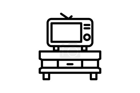 Ilustración de Icono de contorno negro TV icono de contorno, píxel perfecto - Imagen libre de derechos