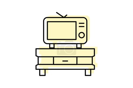 Ilustración de Icono de línea de sombra de color de TV icono de contorno, píxel perfecto - Imagen libre de derechos