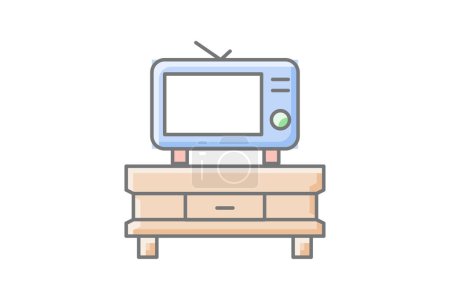 Ilustración de TV impresionante icono de color lineal icono de contorno, píxel perfecto - Imagen libre de derechos