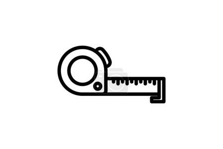 Illustration for Tape Measure black outline icon , vector, pixel perfect, illustrator file - Royalty Free Image