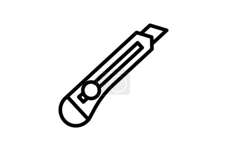 Ilustración de Utilidad Cuchillo negro contorno icono, vector, píxel perfecto, archivo ilustrador - Imagen libre de derechos