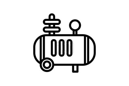Illustration for Air Compressor black outline icon , vector, pixel perfect, illustrator file - Royalty Free Image