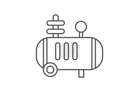 Illustration for Air Compressor grey thin line icon , vector, pixel perfect, illustrator file - Royalty Free Image