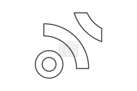 Ilustración de RSS Feed icono de línea delgada gris, vector, píxel perfecto, archivo ilustrador - Imagen libre de derechos
