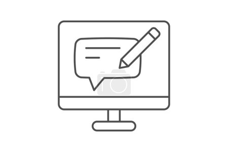 Téléchargez les illustrations : Blog icône de ligne mince grise, vecteur, pixel parfait, fichier illustrateur - en licence libre de droit