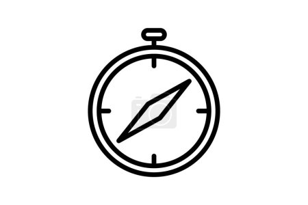 Illustration for Compass black outline icon , vector, pixel perfect, illustrator file - Royalty Free Image