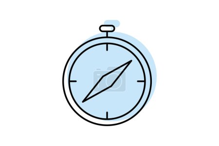 Illustration for Compass color shadow line icon , vector, pixel perfect, illustrator file - Royalty Free Image