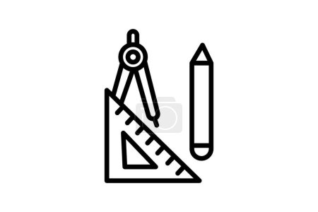 Illustration for Draft Tools black outline icon , vector, pixel perfect, illustrator file - Royalty Free Image