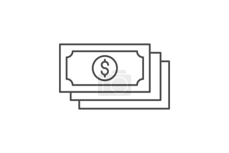 Illustration for Banknote budget grey thin line icon , vector, pixel perfect, illustrator file - Royalty Free Image