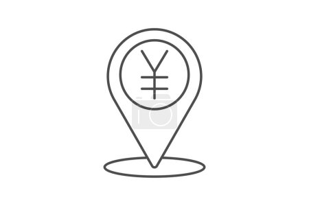 Illustration for Finance Location icon, business, pin, map, financial center thinline icon, editable vector icon, pixel perfect, illustrator ai file - Royalty Free Image