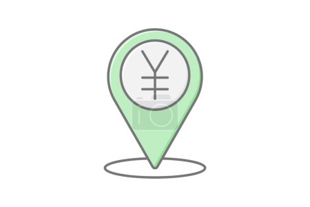 Illustration for Finance Location icon, business, pin, map, financial center lineal color icon, editable vector icon, pixel perfect, illustrator ai file - Royalty Free Image
