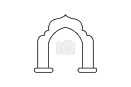 Illustration for Islamic Arches icon, arches, architecture, islamic architecture, islamic arches architectural feature thinline icon, editable vector icon, pixel perfect, illustrator ai file - Royalty Free Image