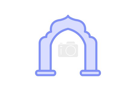 Illustration for Islamic Arches icon, arches, architecture, islamic architecture, islamic arches architectural feature duotone line icon, editable vector icon, pixel perfect, illustrator ai file - Royalty Free Image