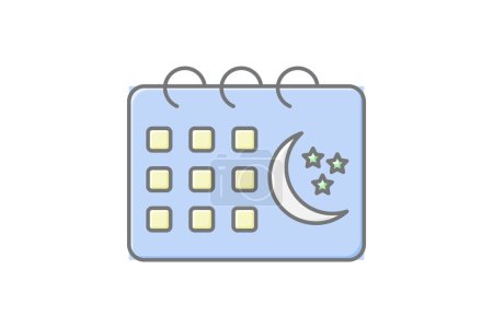 Islamische Kalendersymbol, Kalender, Daten, Mondkalender, islamische Daten lineare Farbsymbol, editierbare Vektor-Symbol, Pixel perfekt, Illustrator ai-Datei