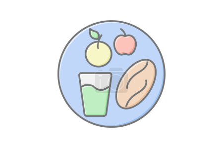 Iftar Plate icon, meal, food, breaking fast, iftar plate evening meal lineal color icon, editable vector icon, pixel perfect, illustrator ai file