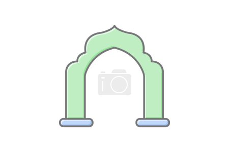 Illustration for Islamic Arches icon, arches, architecture, islamic architecture, islamic arches architectural feature lineal color icon, editable vector icon, pixel perfect, illustrator ai file - Royalty Free Image