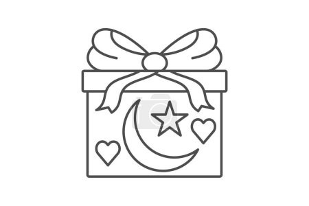 Icône Cadeaux de l'Aïd, cadeaux, célébration, icône, cadeau donnant l'icône en ligne mince, icône vectorielle modifiable, pixel parfait, fichier ai illustrateur