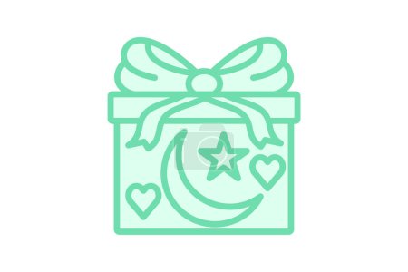 Icono de regalos de Eid, regalos, celebración, icono, regalo que da icono de línea de duótono, icono de vector editable, píxel perfecto, ilustrador ai archivo