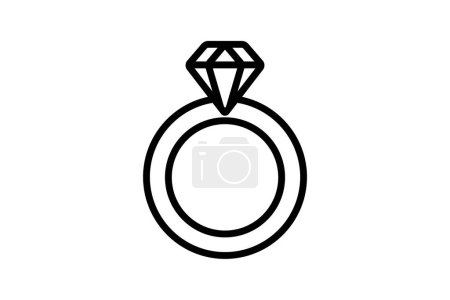 Bague en diamant icône, bague, amour, bijoux, icône de ligne précieuse, icône vectorielle modifiable, pixel parfait, fichier ai illustrateur