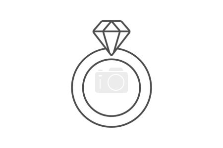 Bague en diamant icône, bague, amour, bijoux, icône fine précieuse, icône vectorielle modifiable, pixel parfait, fichier ai illustrateur