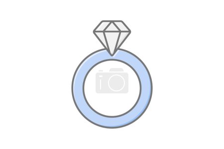 Bague en diamant icône, bague, amour, bijoux, précieuse icône de couleur linéaire, icône vectorielle modifiable, pixel parfait, fichier ai illustrateur