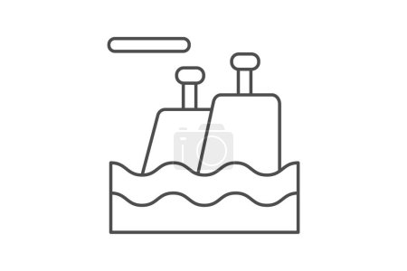 Illustration for Cliffs of Moher icon, cliffs, irish, symbol, natural landmark thinline icon, editable vector icon, pixel perfect, illustrator ai file - Royalty Free Image