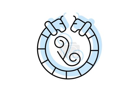 Icono de torc celta, torc, irlandés, símbolo, icono de línea delgada de sombra de color de collar, icono de vector editable, píxel perfecto, archivo ai ilustrador