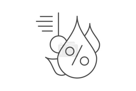 Illustration for Humidity icon, moisture, weather, icon, dampness thinline icon, editable vector icon, pixel perfect, illustrator ai file - Royalty Free Image