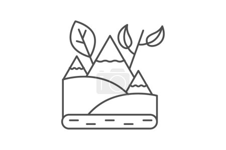 Illustration for Ecotourism icon, eco, tourism, sustainable, travel thinline icon, editable vector icon, pixel perfect, illustrator ai file - Royalty Free Image