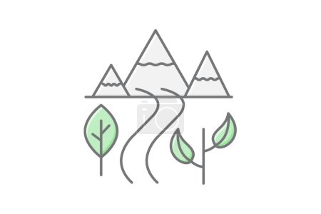Illustration for Nature Trail icon, trail, nature, path, walking lineal color icon, editable vector icon, pixel perfect, illustrator ai file - Royalty Free Image