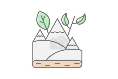 Illustration for Ecotourism icon, eco, tourism, sustainable, travel lineal color icon, editable vector icon, pixel perfect, illustrator ai file - Royalty Free Image