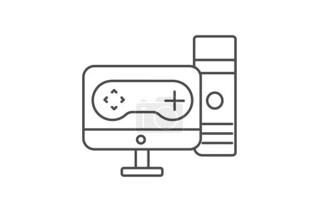 PC Gaming icon, gaming, pc, game, computer thinline icon, editable vector icon, pixel perfect, illustrator ai file