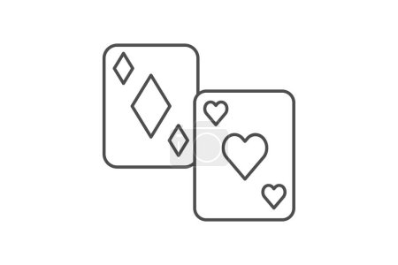 Téléchargez les illustrations : Jeux de cartes icône, jeu, jeu, cartes, icône de jeu en ligne mince, icône vectorielle modifiable, pixel parfait, fichier ai illustrateur - en licence libre de droit