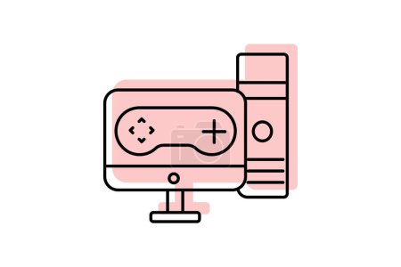 PC Gaming icon, gaming, pc, game, computer color shadow thinline icon, editable vector icon, pixel perfect, illustrator ai file