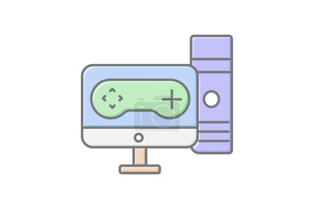 PC Gaming icon, gaming, pc, game, computer lineal color icon, editable vector icon, pixel perfect, illustrator ai file