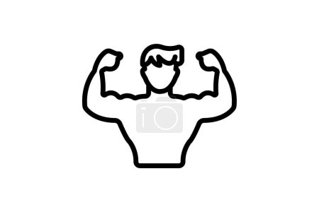 Illustration for Muscle Building icon, strength training, resistance training, bodybuilding, weightlifting line icon, editable vector icon, pixel perfect, illustrator ai file - Royalty Free Image