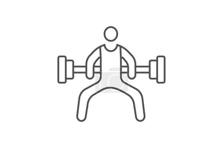 Ilustración de Icono de ejercicios corporales, ejercicio, entrenamiento, fuerza, icono de línea delgada de entrenamiento, icono de vector editable, píxel perfecto, archivo ai ilustrador - Imagen libre de derechos