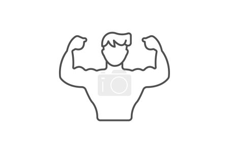 Illustration for Muscle Building icon, strength training, resistance training, bodybuilding, weightlifting thinline icon, editable vector icon, pixel perfect, illustrator ai file - Royalty Free Image