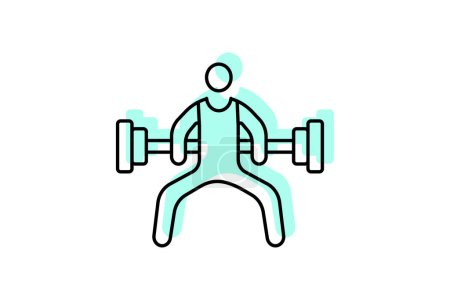 Bodyweight Exercises icon, exercise, workout, strength, training color shadow thinline icon, editable vector icon, pixel perfect, illustrator ai file