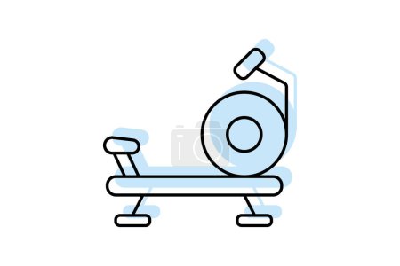 Illustration for Rowing Machine icon, machine, rower, cardio, workout color shadow thinline icon, editable vector icon, pixel perfect, illustrator ai file - Royalty Free Image