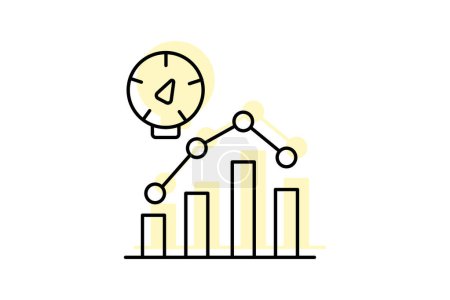 Illustration for Progress Tracking icon, tracking, monitor, data, analytics color shadow thinline icon, editable vector icon, pixel perfect, illustrator ai file - Royalty Free Image