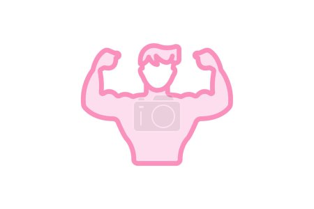Muscle Building icon, strength training, resistance training, bodybuilding, weightlifting duotone line icon, editable vector icon, pixel perfect, illustrator ai file