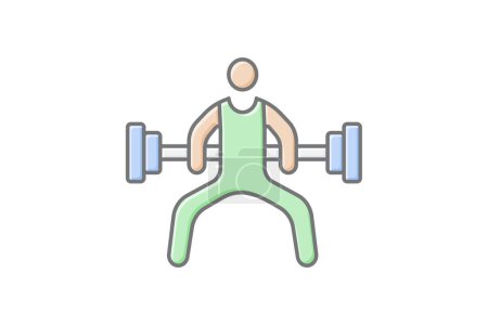 Ilustración de Peso corporal Ejercicios icono, ejercicio, entrenamiento, fuerza, icono de color lineal de entrenamiento, icono de vector editable, píxel perfecto, archivo ai ilustrador - Imagen libre de derechos
