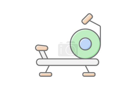 Illustration for Rowing Machine icon, machine, rower, cardio, workout lineal color icon, editable vector icon, pixel perfect, illustrator ai file - Royalty Free Image
