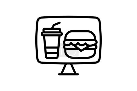 Illustration for Online Ordering icon, order online, digital ordering, mobile ordering, website ordering line icon, editable vector icon, pixel perfect, illustrator ai file - Royalty Free Image