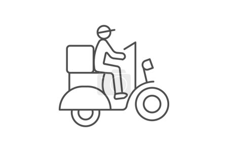 Food Delivery icon, delivery service, online food delivery, home delivery, meal delivery thinline icon, editable vector icon, pixel perfect, illustrator ai file